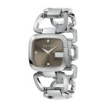 Ceas exclusivist dama Gucci G-Gucci 32mm Stainless Steel Bracelet with Diamonds Watch-YA125401 Stainless Steel/Brown