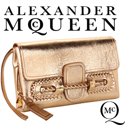Genti femei bronz Alexander McQueen Folk Clutch Rose Metal