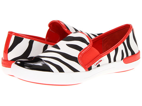 Pantofi sport de dama Calvin Klein originali in Romania. Adidasi Calvin Klein - Tacie - Black/Red Zebra Linen/Patent
