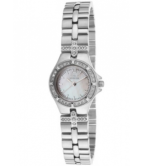 Eleganta Invicta 17063 Women's Wildflower Silver-tone Steel Bracelet White Mop Dial.